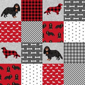 2" squares - cavalier king charles spaniel black and tan pet quilt a collection cheater quilt