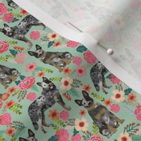 SMALL - Australian Cattle Dog florals mint