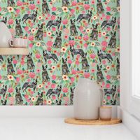 SMALL - Australian Cattle Dog florals mint