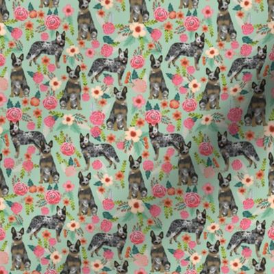 SMALL - Australian Cattle Dog florals mint