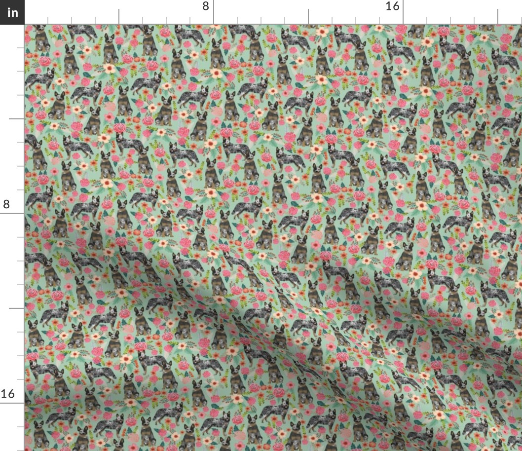 SMALL - Australian Cattle Dog florals mint