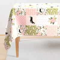 husky dog fabric - blush florals design - pet quilt d