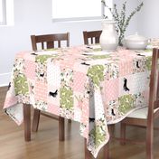 husky dog fabric - blush florals design - pet quilt d