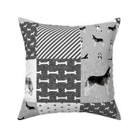 husky dog fabric - black and grey cheater quilt buffalo plaid grey design - pet quilt e