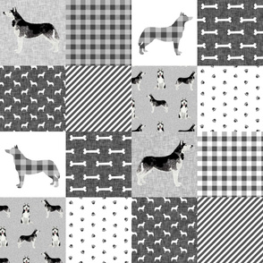 husky dog fabric - black and grey cheater quilt buffalo plaid grey design - pet quilt e