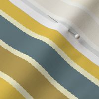 Bayeux Scalloped Stripes in Bluegray Buff and Yellow
