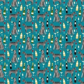 SMALL - Irish wolfhound and wine fabric - cute dogs and wine design