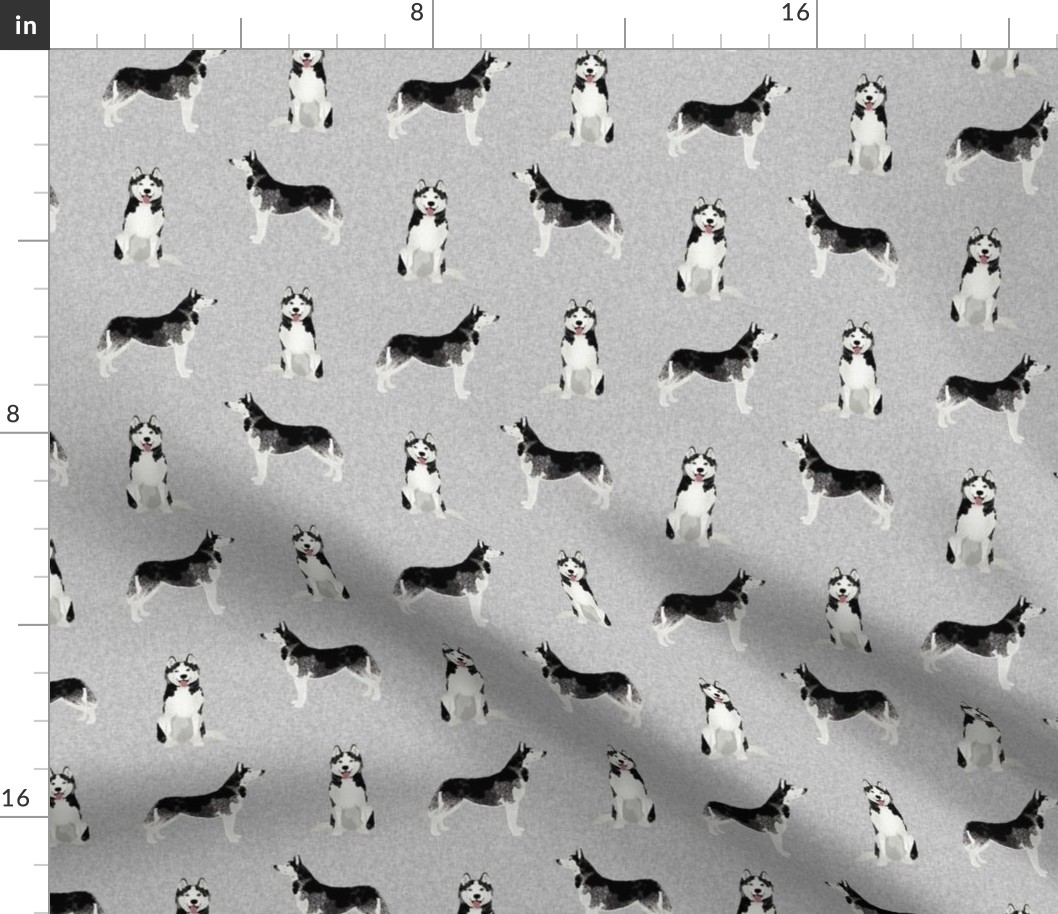 husky dog fabric - grey design - pet quilt e