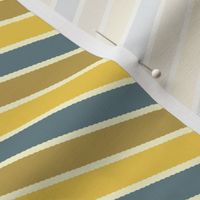 Bayeux Scalloped Diagonal Stripes in Bluegray Buff and Yellow
