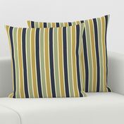 Bayeux Scalloped Stripes in Navy Greengray and Buff