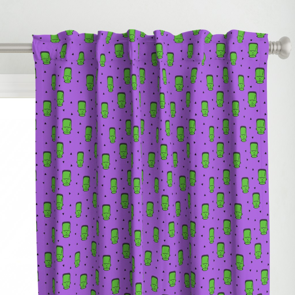 frankenstein on purple - halloween fabric