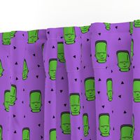 frankenstein on purple - halloween fabric