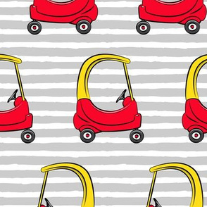 (jumbo scale) kids toy car on grey stripes (yellow)