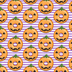 pumpkin donuts on purple stripes