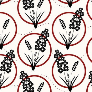 Ring Around the Posies: Black & Candy Apple Red Floral