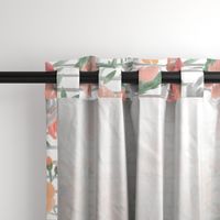 Large Scale "Sunset" Watercolor Floral on Med Gray Stripes