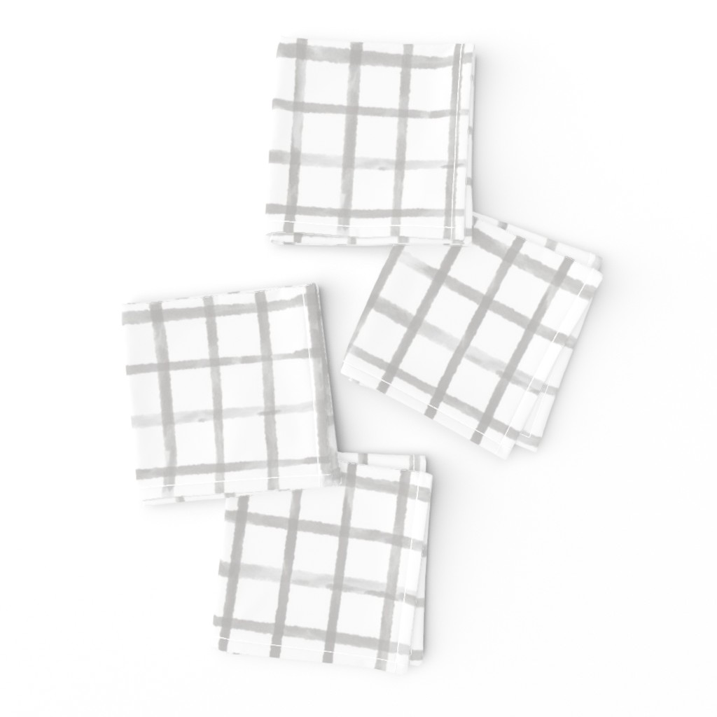 Large Scale Gray Plaid Watercolor Grid