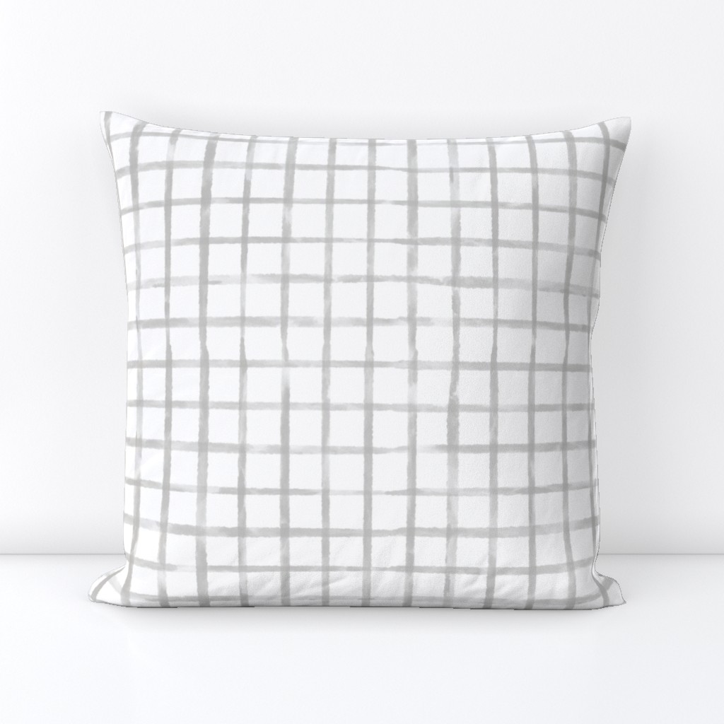 Large Scale Gray Plaid Watercolor Grid