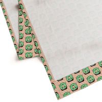 frankenstein donuts on orange  stripes - halloween fabric