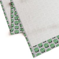 Frankenstein donuts on grey stripes - halloween fabric