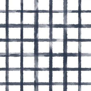 Large Scale Navy Grid Watercolor Plaid