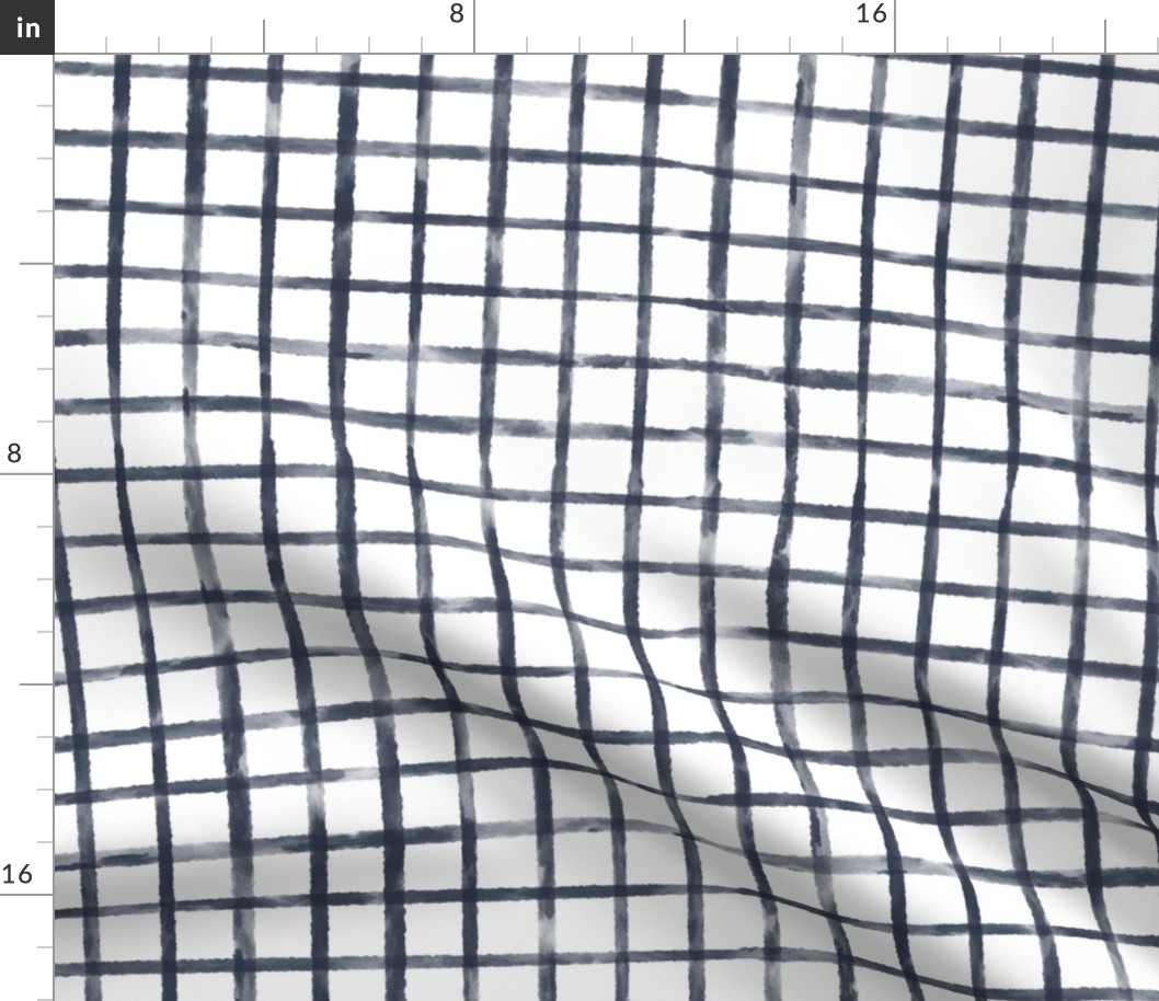 Large Scale Navy Grid Watercolor Plaid