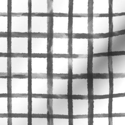 Large Scale Charcoal Gray Grid Watercolor