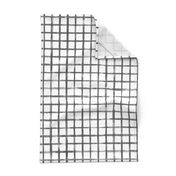 Large Scale Charcoal Gray Grid Watercolor