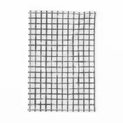 Large Scale Charcoal Gray Grid Watercolor