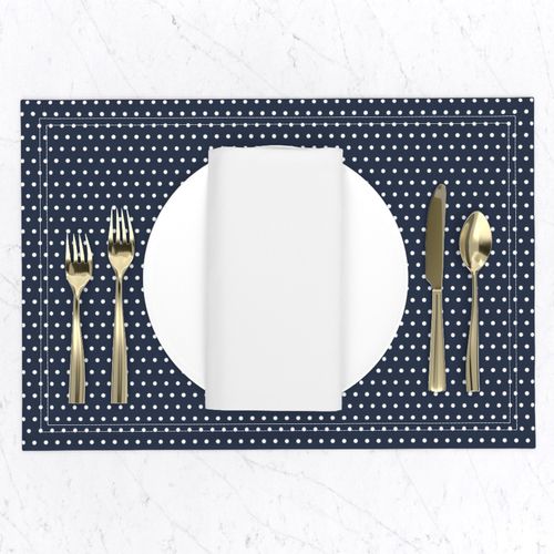 Navy Blue w/ White Polka Dots