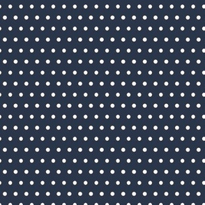 Navy Blue w/ White Polka Dots