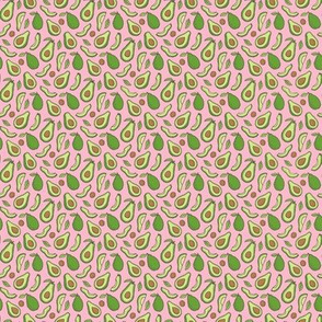 Avocado  Fabric on Pink Tiny Small 0,5 inch