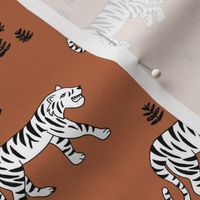 Jungle love tiger safari garden sweet hand drawn tigers pattern copper brown black and white