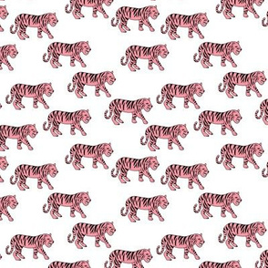 Cool little tiger illustration jungle theme pink on white 