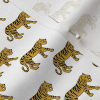 Cool little tiger illustration jungle theme ochre yellow on white 