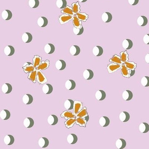 Half moon polkas with flowers Lilac and rust