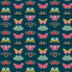 Moths - navy blue - SMALL version 