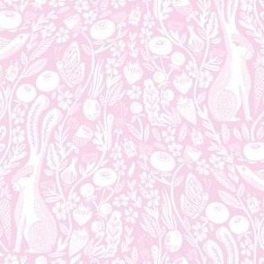 hare // linocut pale pink botanical print neutral design andrea lauren linocut woodcut wallpaper
