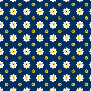 Michigan Wolverines Navy with White Flowers Yellow sm details