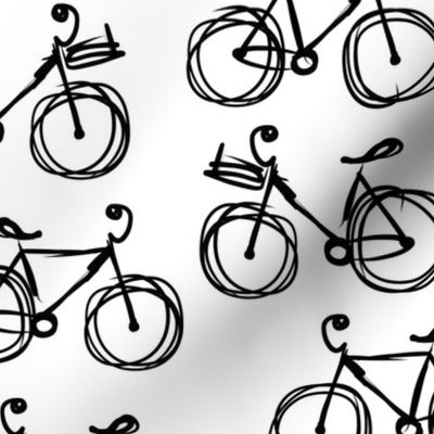 Bicycle Pattern, black and white, sketch