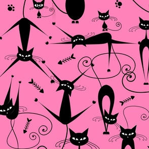  Graceful Black Cats Family Art. Cool Gift For Cat Lovers. Home Decor, Curtains, Wallpaper etc..
