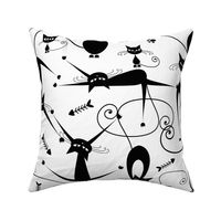 Graceful Black Cats Family Art. Cool Gift For Cat Lovers. Home Decor, Curtains, Wallpaper etc..