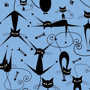 Graceful Black Cats Family Art