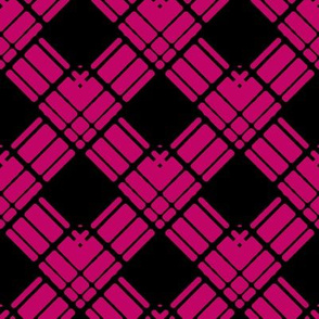 Large - Woven Ribbon Trellis in Pink and Black