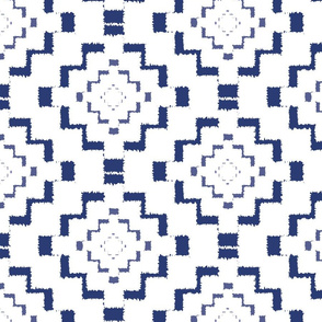 Rough Geometric Aztec Print - Navy Blue