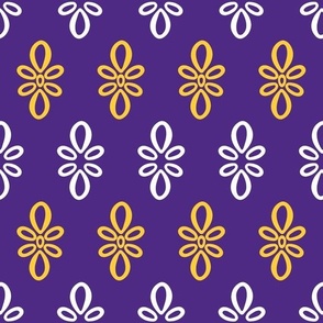 LSU purple with yellow and white oval motif