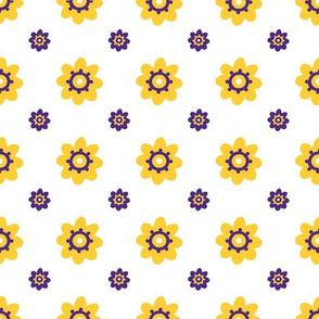 LSU white with yellow flowers purple detail