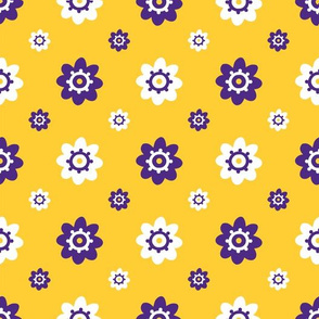 LSU yellow with purple and white flowers