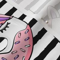 (jumbo scale) unicorn donuts (pink and purple) black stripes