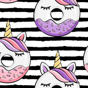 (jumbo scale) unicorn donuts (pink and purple) black stripes